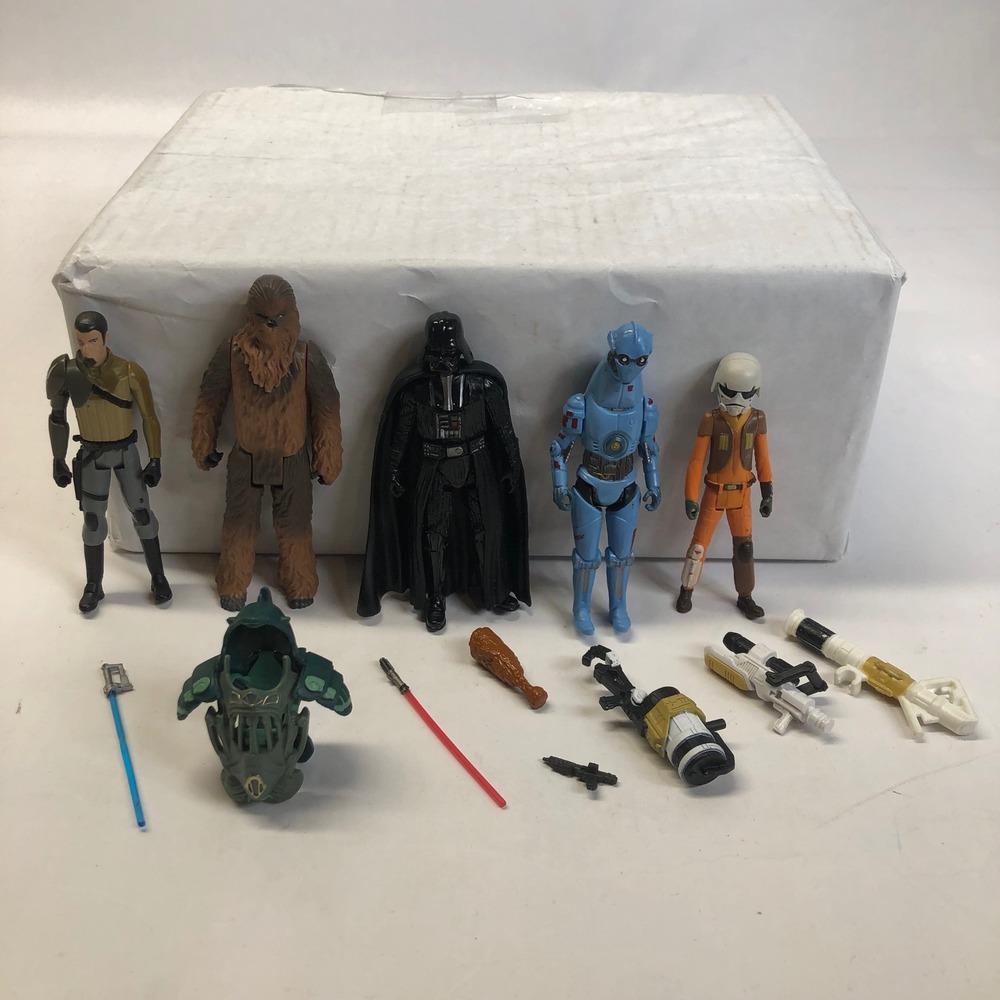 Star Wars Action Figure Lot of 5 Darth Vader Chewbacca‎ Droid Ezra & Accessories